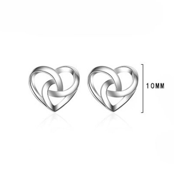 925 Sterling Silver Infinity Heart Stud Earrings - Picture 6 of 10